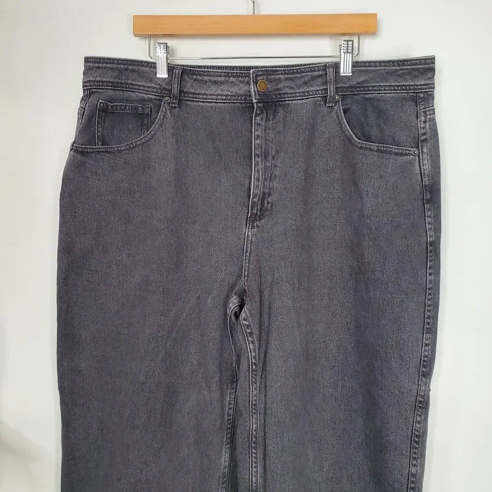 Sezane Le Crop Denim Wide Leg Crop Jeans High Waist Middle Grey Size 48 US 16 - Picture 4 of 10